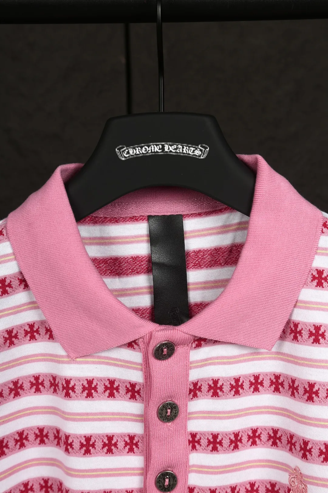 P210 Actual photo [Popular item] Code: 25020# Color: Black/Pink/Blue Size: S to - CH Croix heart niche design cross jacquard striped long sleeves brings striped Polo to Next Levels. Loose fit. Same style for men and women. Lazy and casual. Street style. Three colors. Customized style.